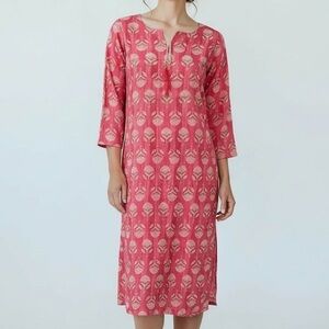 CherryRed Dina Designs Coral Pink Embellished Tunic Dress L40